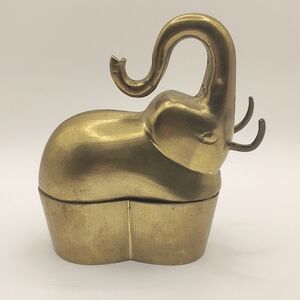 Brass Elephant Trinket Box/Match Holder